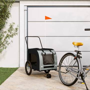 Durable Pet Bike Trailer - Black & Grey Oxford Fabric