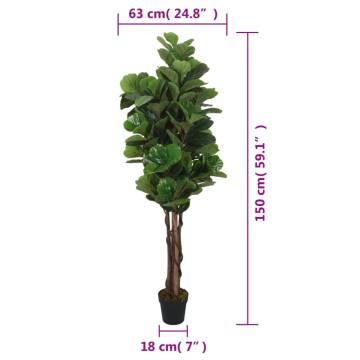 Artificial Fiddle Leaf Fig Tree - 180 Leaves, 150 cm Green