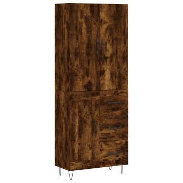 Stylish Highboard in Smoked Oak - 69.5x34x180 cm