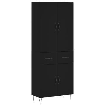 Stylish Black Highboard | 69.5x34x180 cm | Engineered Wood