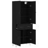 Stylish Black Highboard | 69.5x34x180 cm | Engineered Wood