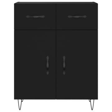 Stylish Black Highboard | 69.5x34x180 cm | Engineered Wood