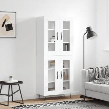 Stylish Highboard High Gloss White 69.5x34x180 cm - Hipomarket