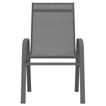 Stackable Garden Chairs 2 pcs - Grey Textilene Fabric