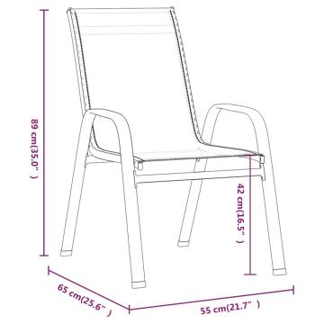 Stackable Garden Chairs 2 pcs - Grey Textilene Fabric