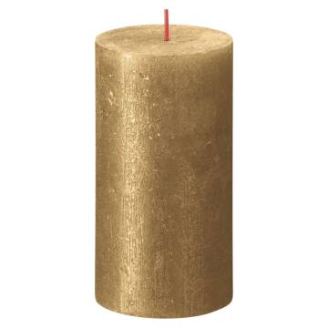 Bolsius Rustic Pillar Candles Shimmer - 4 pcs Gold | Hipo Market