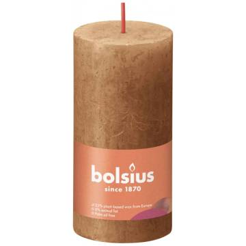 Bolsius Rustic Pillar Candles - Spice Brown, 8 pcs | HipoMarket