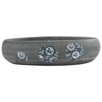 Stylish Grey Oval Countertop Basin - Ceramic 59x40 cm