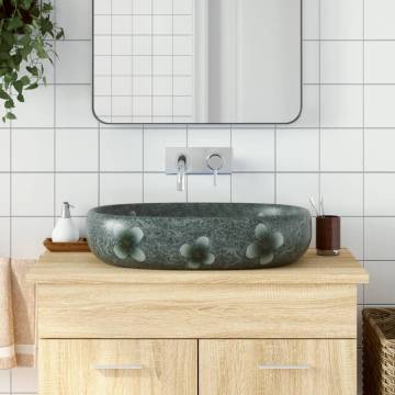 Blue Oval Ceramic Countertop Basin | 59x40x14 cm