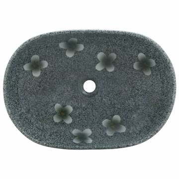 Blue Oval Ceramic Countertop Basin | 59x40x14 cm