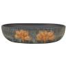 Grey & Black Oval Countertop Basin - 59x40 cm Ceramic