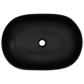 Grey & Black Oval Countertop Basin - 59x40 cm Ceramic