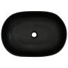 Grey & Black Oval Countertop Basin - 59x40 cm Ceramic