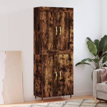 Stylish Highboard in Smoked Oak | 69.5x34x180 cm