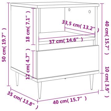 Stylish Grey Sonoma Bedside Cabinet - 40x35x50 cm