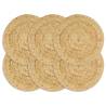 Placemats 6 pcs Plain Natural 38 cm Round Jute Colour brown Quantity in Package 6 Material jute 