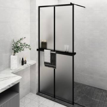 Stylish Walk-in Shower Wall with Shelf Black 90x195 cm