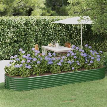 Garden Raised Bed - Powder-coated Steel 322x100x36 cm Green