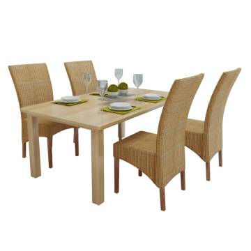 Dining Chairs Set of 4 Brown Natural Rattan | HipoMarket