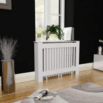 Stylish White MDF Radiator Cover Heating Cabinet - 112 cm