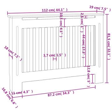 Stylish White MDF Radiator Cover Heating Cabinet - 112 cm