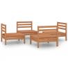 4 Piece Garden Lounge Set - Honey Brown Solid Pinewood