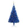 Artificial Pre-lit Christmas Tree with Ball Set Blue 240 cm PVC Colour blue and gold Size 240 x 120 cm Quantity in Package 1 Number of Branch Tips 