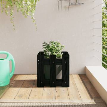 Garden Planter with Fence Design - Solid Pine - 30x30 cm