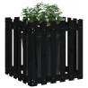 Garden Planter with Fence Design Black - Solid Pine 60x60 cm