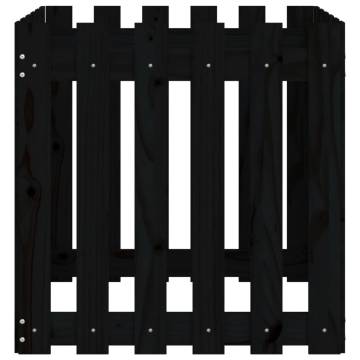 Garden Planter with Fence Design Black - Solid Pine 60x60 cm