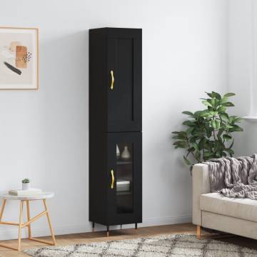 Stylish Highboard Black 34.5x34x180 cm - Hipomarket UK