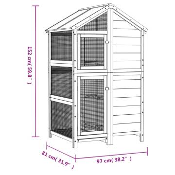 Large Brown Bird House - Solid Pine Wood, 97x81x152 cm