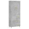 Stylish Highboard in Concrete Grey - 69.5x34x180 cm