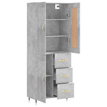 Stylish Highboard in Concrete Grey - 69.5x34x180 cm