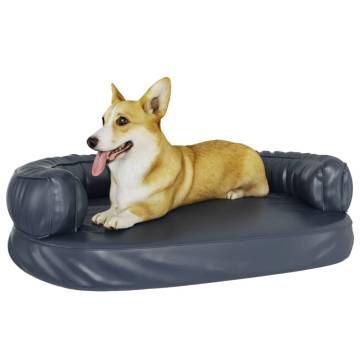 Ergonomic Foam Dog Bed - Dark Blue Faux Leather 88x65 cm