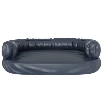 Ergonomic Foam Dog Bed - Dark Blue Faux Leather 88x65 cm