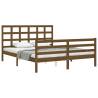 Honey Brown King Size Bed Frame with Headboard - Solid Wood