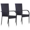 Stackable Outdoor Chairs 2 pcs Poly Rattan Black Colour black Quantity in Package 2 Number of 1 