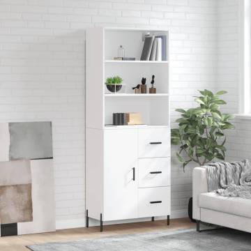 Stylish Highboard White 69.5x34x180 cm - Hipomarket