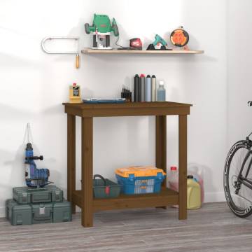 Work Bench Honey Brown 80x50 cm - Solid Wood Pine | Hipo Market