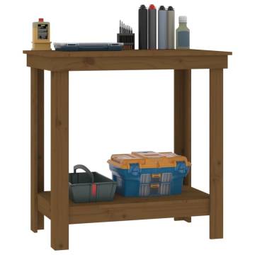 Work Bench Honey Brown 80x50 cm - Solid Wood Pine | Hipo Market