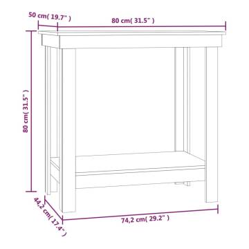 Work Bench Honey Brown 80x50 cm - Solid Wood Pine | Hipo Market