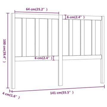 Stylish Grey Bed Headboard - Solid Pine Wood 141x4x100 cm