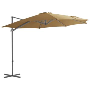 Cantilever Umbrella with Steel Pole Taupe 300 cm - Hipo Market