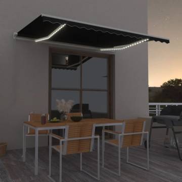 Manual Retractable Awning with LED - 400x350 cm - Anthracite