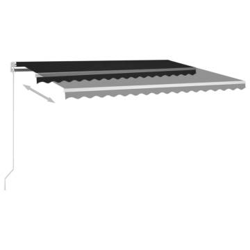 Manual Retractable Awning with LED - 400x350 cm - Anthracite