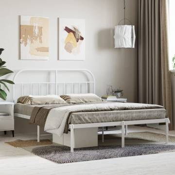 Elegant White Metal Bed Frame 140x190 cm | Hipomarket