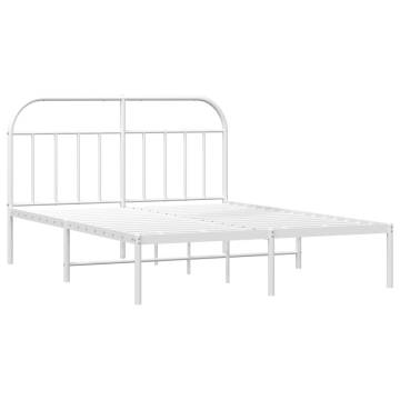 Elegant White Metal Bed Frame 140x190 cm | Hipomarket