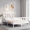 Solid Wood Bed Frame with Headboard - 120x200 cm White