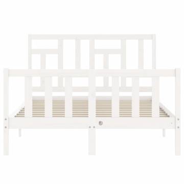 Solid Wood Bed Frame with Headboard - 120x200 cm White